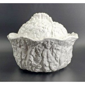 Capodimonte VTG Ceramic Cabbage/Cauliflower Shaped Liddled Bowl/Dish Italy